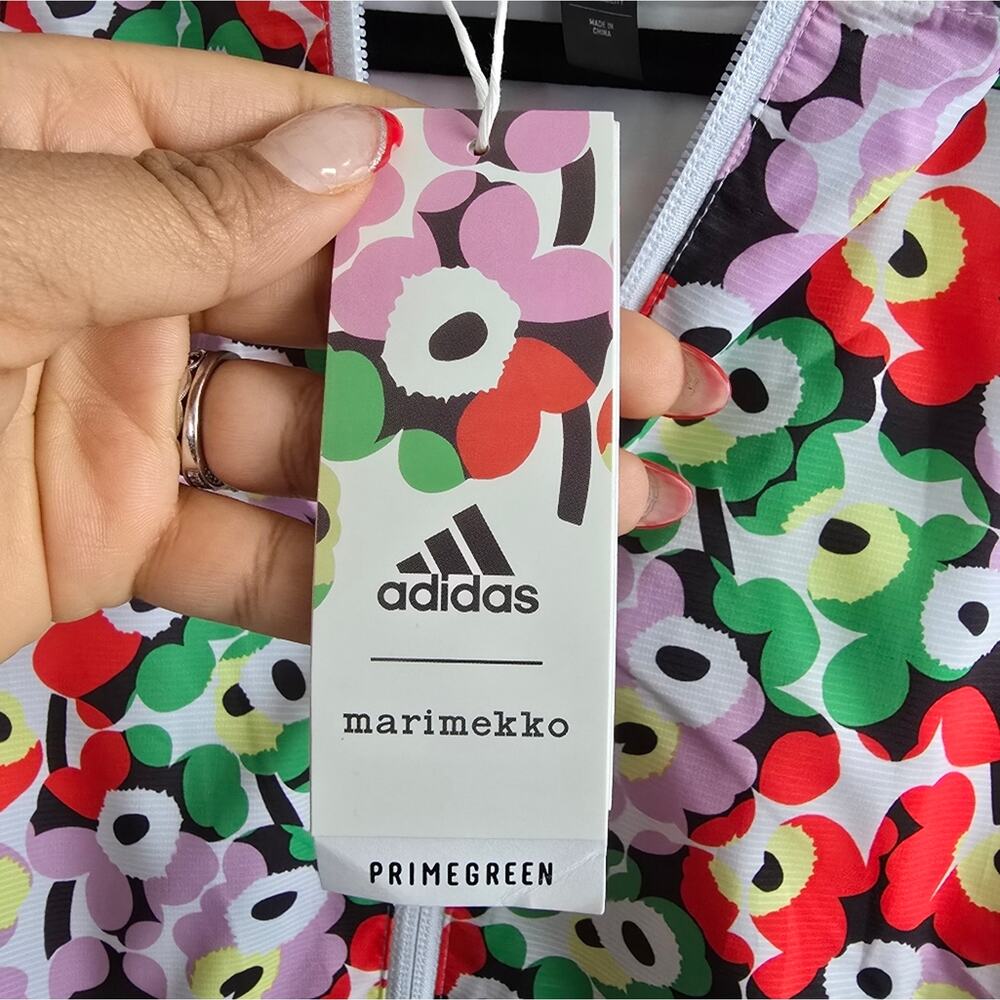 Adidas Merimekko Primegreen Colorful Floral Windbreaker Jacket NWT Small - Picture 9 of 14